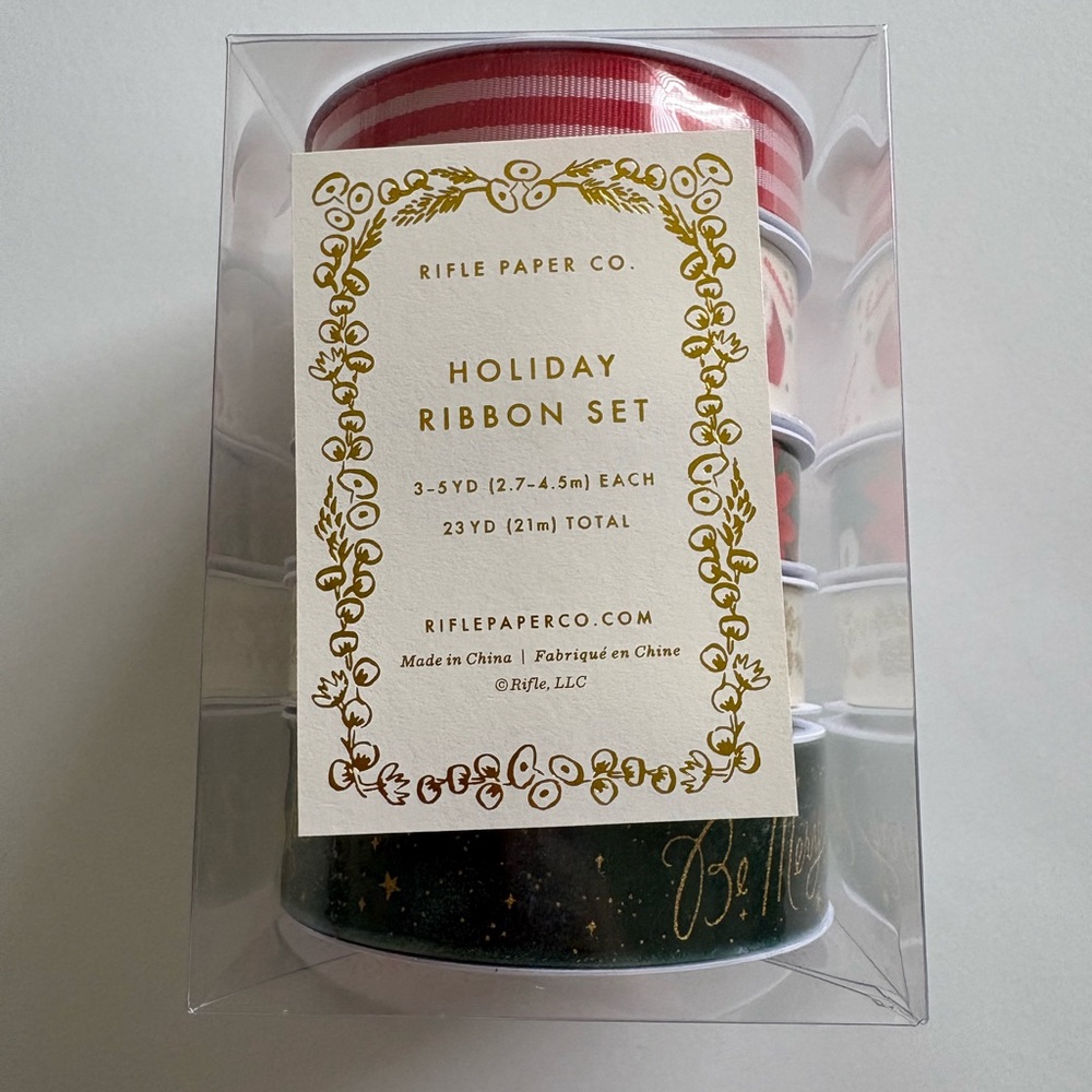Rifle Paper Co. Festive Ribbon Set of 5, Be Merry and Bright, NIP